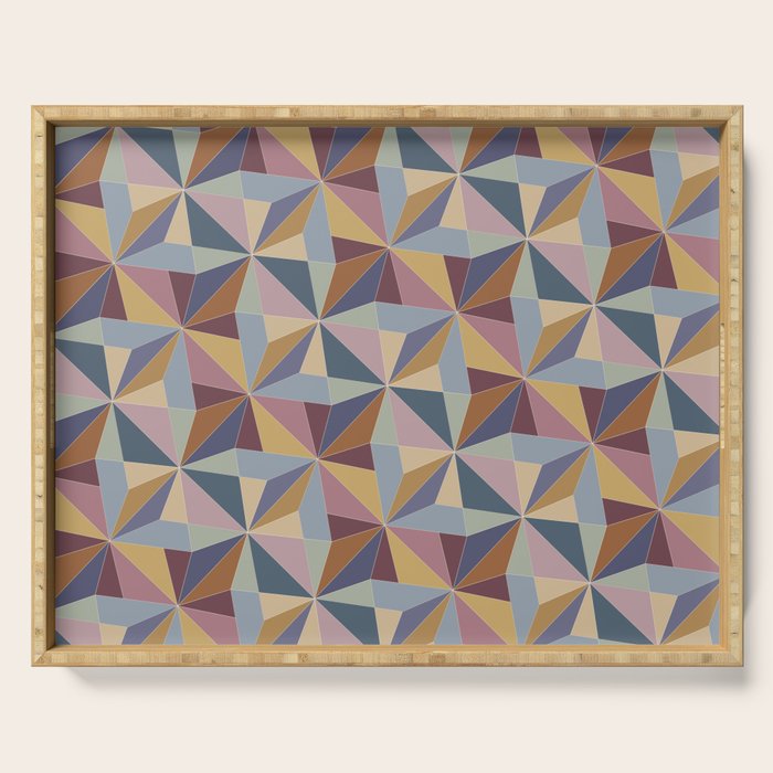 Kaleidoscope Tile Pattern II Cool Tone Pastel Serving Tray Gallery Image 1
