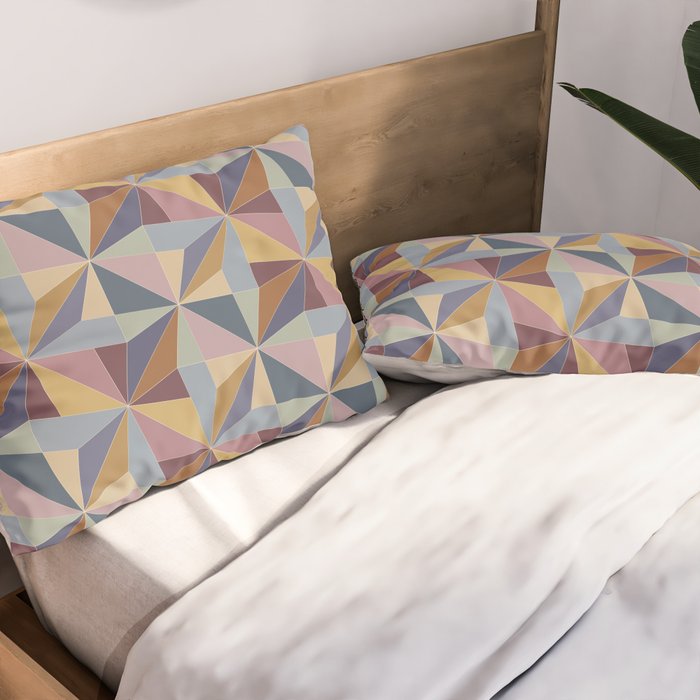 Kaleidoscope Tile Pattern II Cool Tone Pastel Pillow Sham Gallery Image 2
