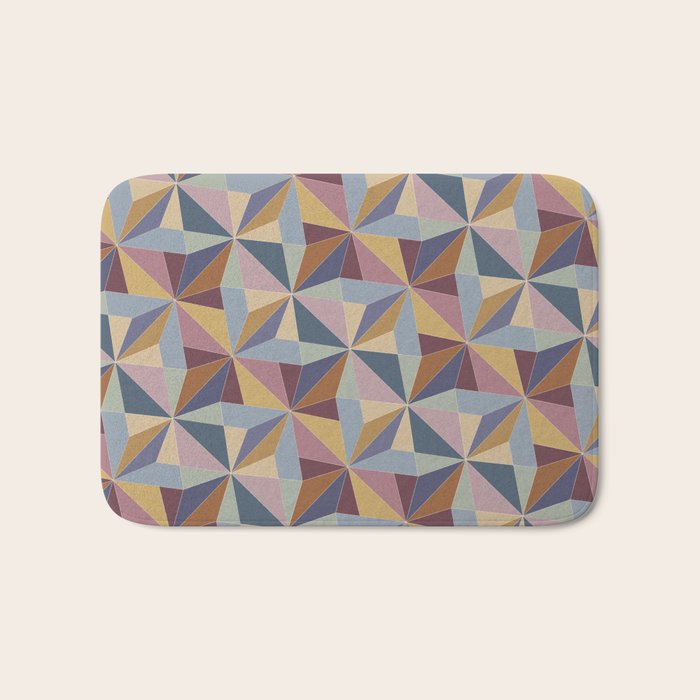 Kaleidoscope Tile Pattern II Cool Tone Pastel Bath Mat Gallery Image 1