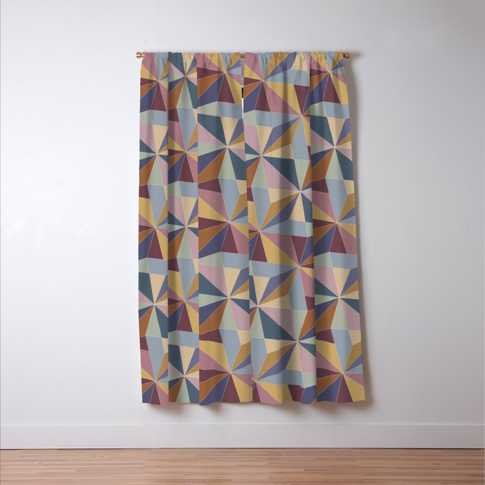 Kaleidoscope Tile Pattern II Cool Tone Pastel Window Curtain Gallery Image 3
