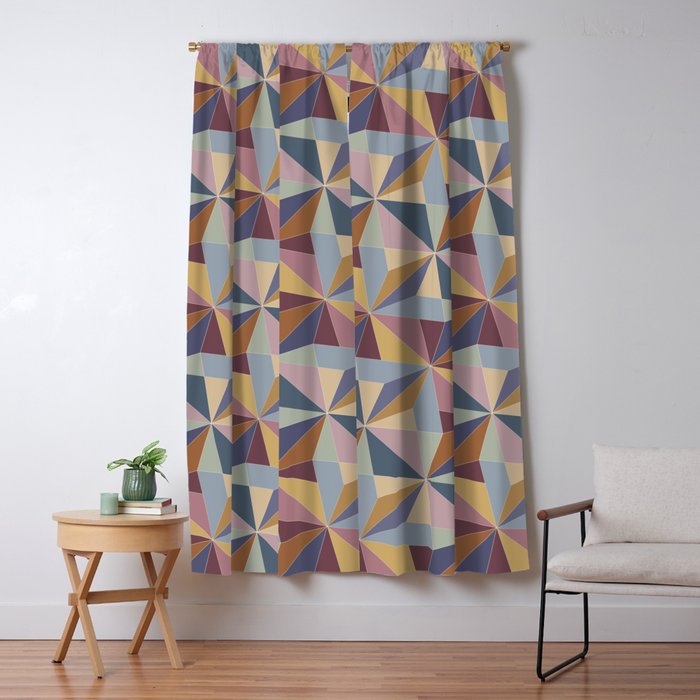 Kaleidoscope Tile Pattern II Cool Tone Pastel Window Curtain Gallery Image 5
