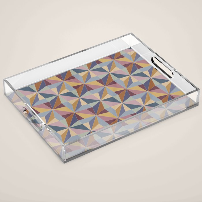 Kaleidoscope Tile Pattern II Cool Tone Pastel Acrylic Tray Gallery Image 1