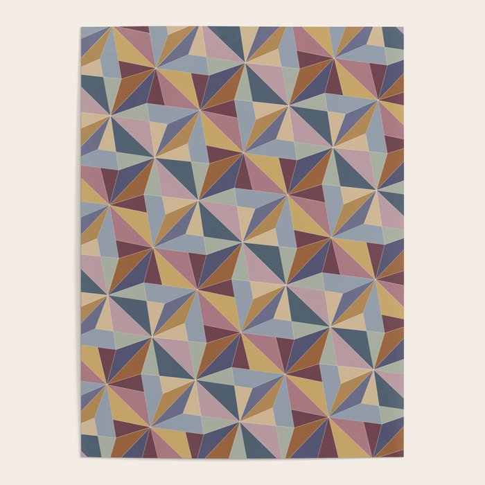 Kaleidoscope Tile Pattern II Cool Tone Pastel Poster Gallery Image 1