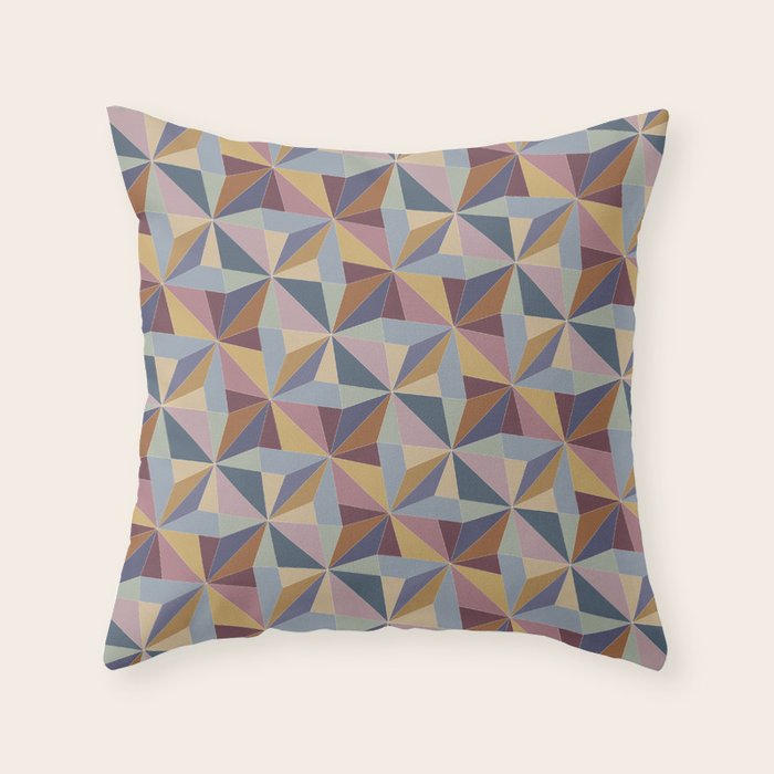 Kaleidoscope Tile Pattern II Cool Tone Pastel Throw Pillow Gallery Image 6