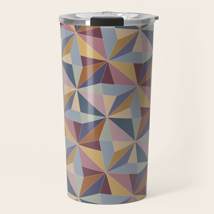 Kaleidoscope Tile Pattern II Cool Tone Pastel Travel Mug Gallery Image 1