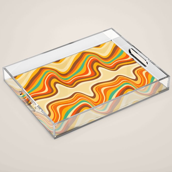 retro wave warm Acrylic Tray Gallery Image 1