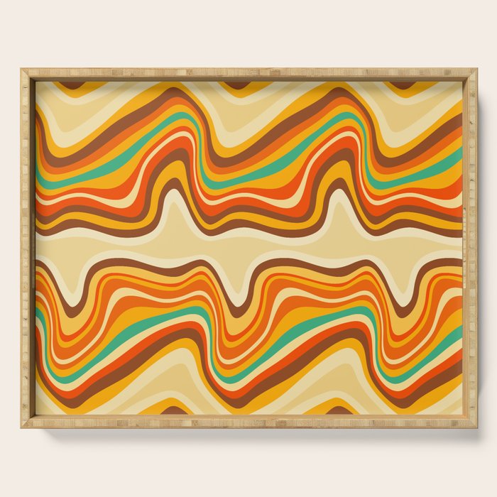 retro wave warm Serving Tray Gallery Image 1