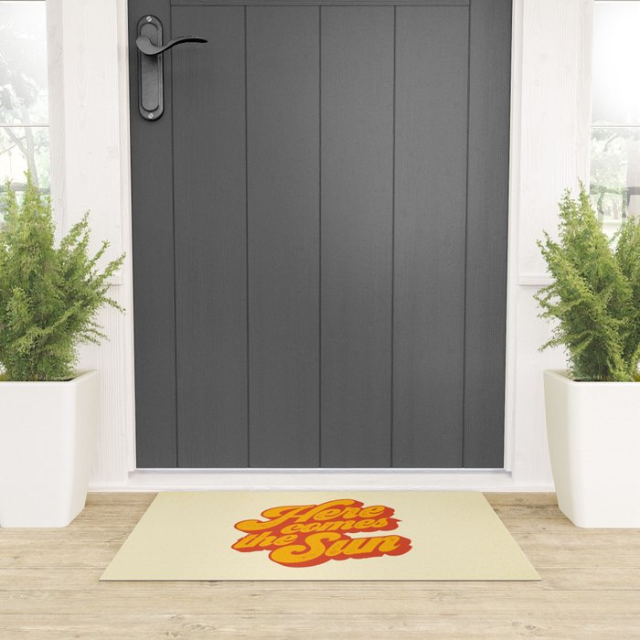 Here Comes The Sun | Retro 70s Typography Welcome Mat Gallery Image 3