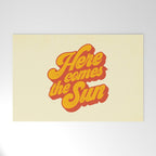 Here Comes The Sun | Retro 70s Typography Welcome Mat Gallery Image 1