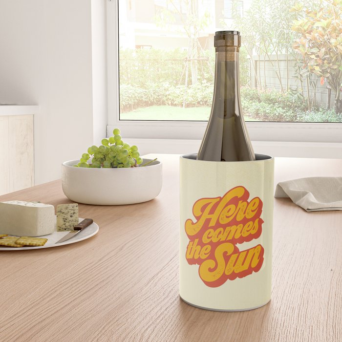 Here Comes The Sun | Retro 70s Typography Wine Chiller Gallery Image 4