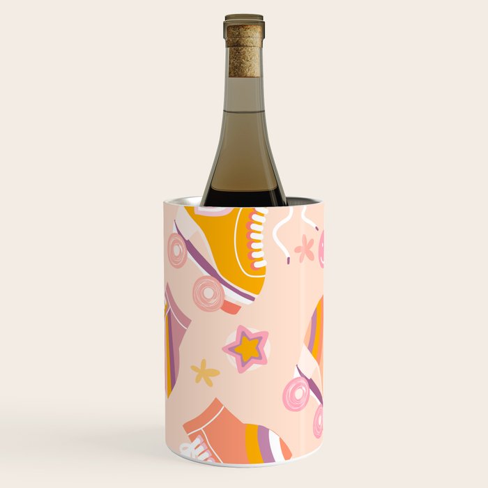 Retro Roller Skates Pattern 2. pink, orange, cream Wine Chiller Gallery Image 3