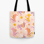 Retro Roller Skates Pattern 2. pink, orange, cream Tote Bag Gallery Image 1