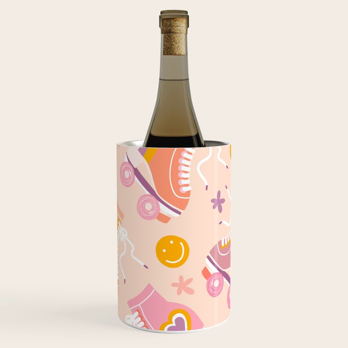 Retro Roller Skates Pattern 2. pink, orange, cream Wine Chiller Gallery Image 2