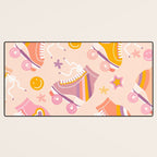 Retro Roller Skates Pattern 2. pink, orange, cream Desk Mat Gallery Image 3