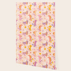 Retro Roller Skates Pattern 2. pink, orange, cream Wallpaper Gallery Image 2