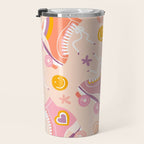 Retro Roller Skates Pattern 2. pink, orange, cream Travel Mug Gallery Image 3
