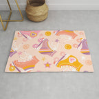 Retro Roller Skates Pattern 2. pink, orange, cream Rug Gallery Image 1