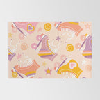 Retro Roller Skates Pattern 2. pink, orange, cream Rug Gallery Image 2