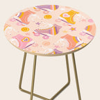 Retro Roller Skates Pattern 2. pink, orange, cream Side Table Gallery Image 2