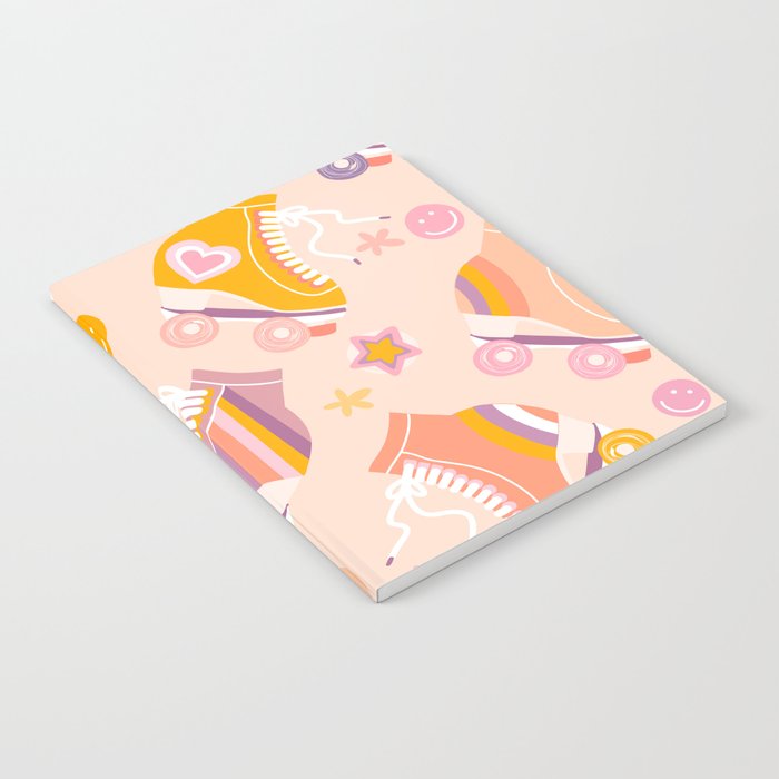 Retro Roller Skates Pattern 2. pink, orange, cream Notebook Gallery Image 2
