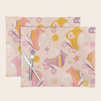 Retro Roller Skates Pattern 2. pink, orange, cream Placemat Gallery Image 1