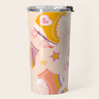 Retro Roller Skates Pattern 2. pink, orange, cream Travel Mug Gallery Image 2