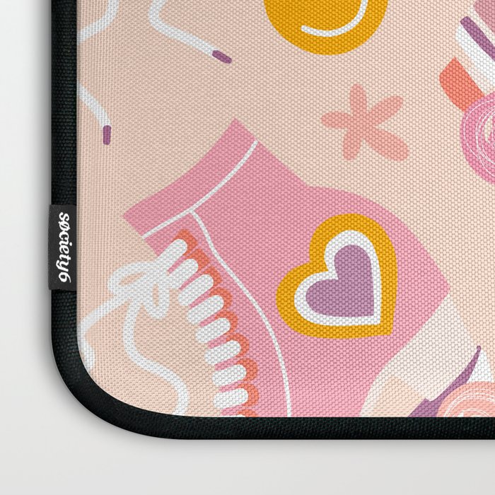 Retro Roller Skates Pattern 2. pink, orange, cream Laptop Sleeve Gallery Image 3