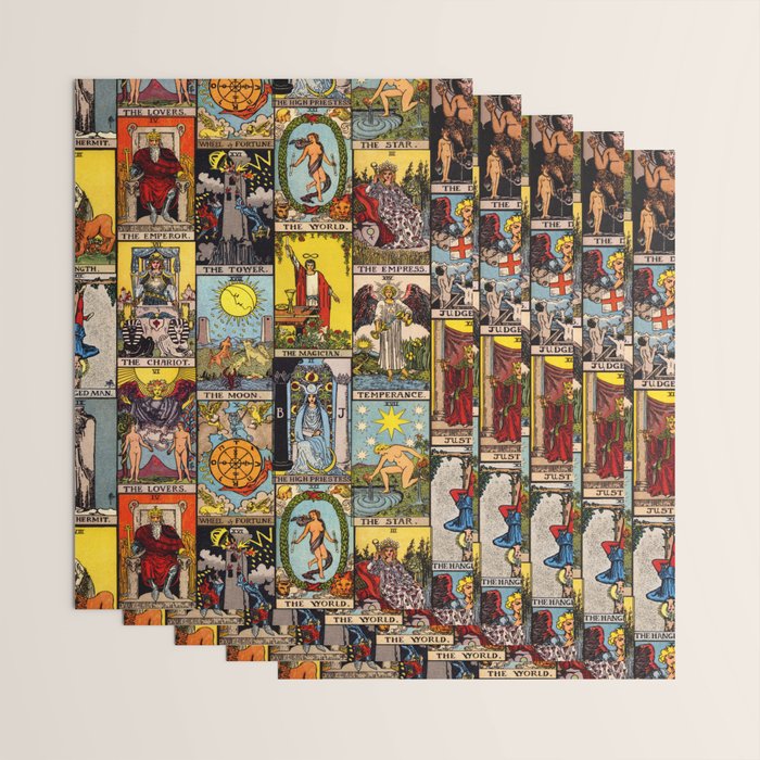 Major Arcana of the Tarot Patchwork Design Wrapping Paper Gallery Image 3