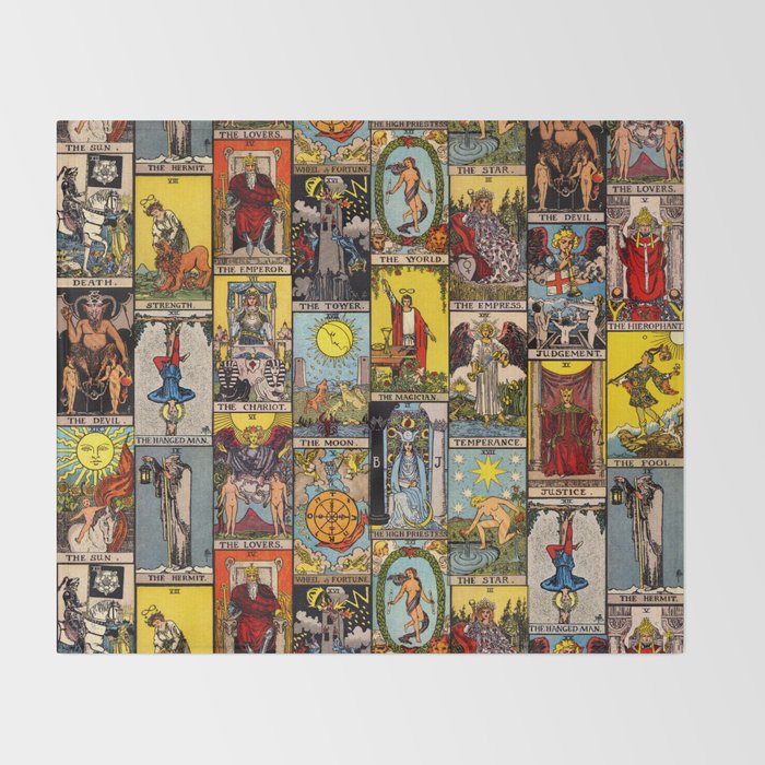 Major Arcana of the Tarot Patchwork Design Throw Blanket Gallery Image 2
