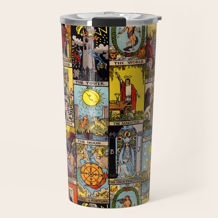 Major Arcana of the Tarot Patchwork Design Travel Mug Gallery Image 1
