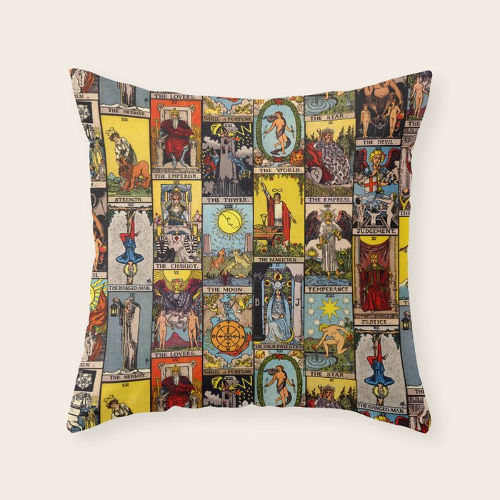 Major Arcana of the Tarot Patchwork Design Throw Pillow Gallery Image 6