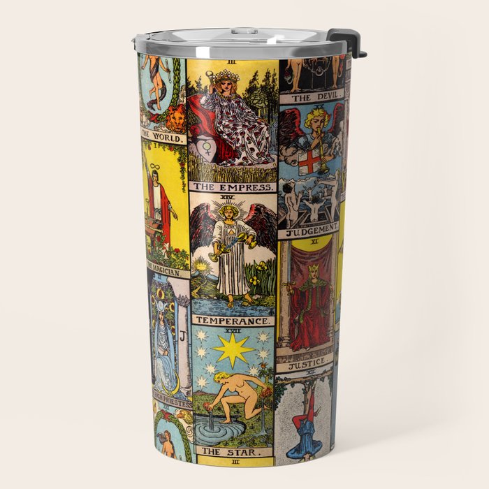 Major Arcana of the Tarot Patchwork Design Travel Mug Gallery Image 2