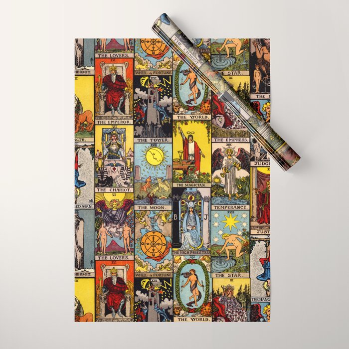 Major Arcana of the Tarot Patchwork Design Wrapping Paper Gallery Image 1