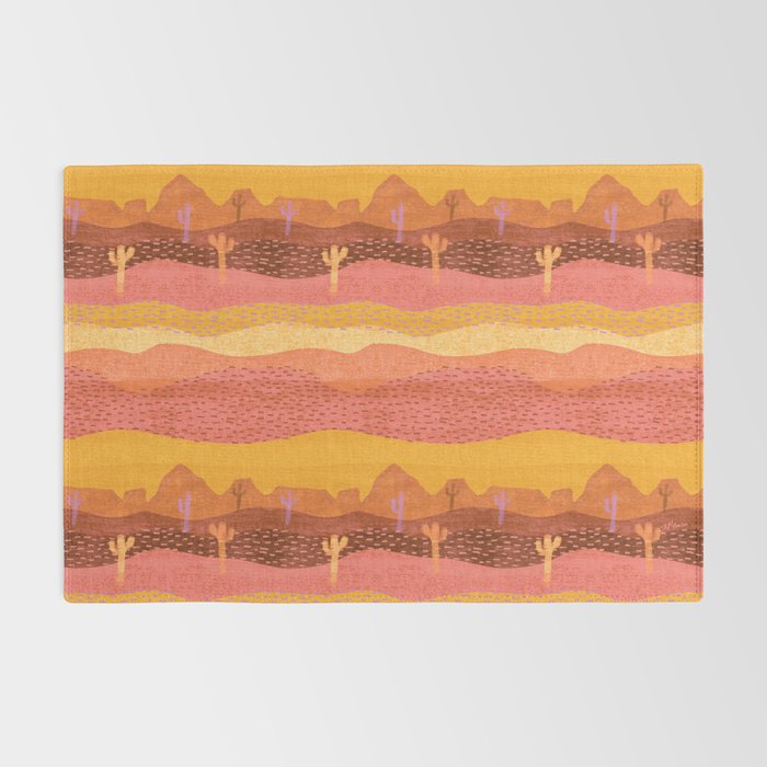 Vintage Western Desert Landscape in Golden Sunrise & Peach Rug Gallery Image 2