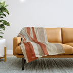 Dark Terracotta Beige Tan Abstract Lines Artwork Throw Blanket Gallery Image 1
