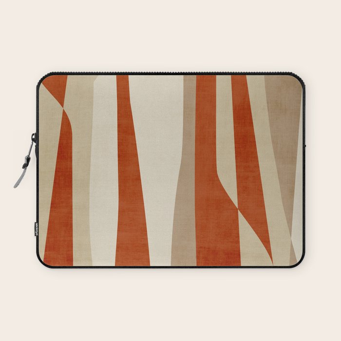 Dark Terracotta Beige Tan Abstract Lines Artwork Laptop Sleeve Gallery Image 1