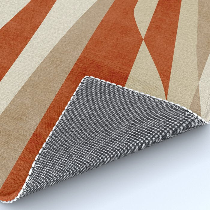 Dark Terracotta Beige Tan Abstract Lines Artwork Rug Gallery Image 4