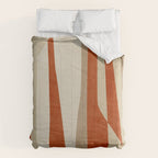 Dark Terracotta Beige Tan Abstract Lines Artwork Comforter Gallery Image 6