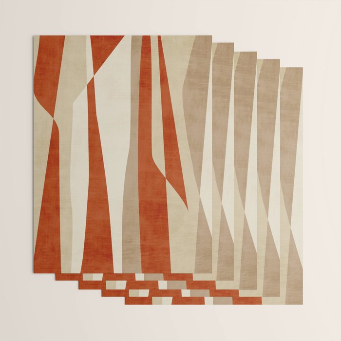 Dark Terracotta Beige Tan Abstract Lines Artwork Wrapping Paper Gallery Image 3