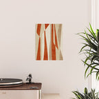 Dark Terracotta Beige Tan Abstract Lines Artwork Poster Gallery Image 2
