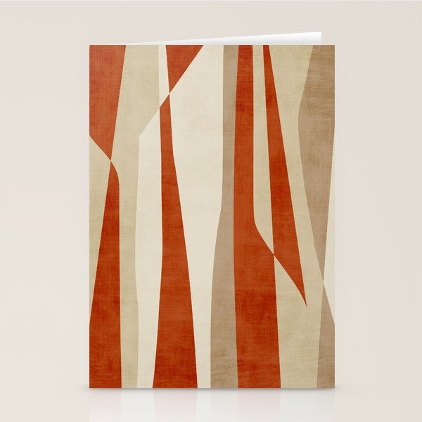 Dark Terracotta Beige Tan Abstract Lines Artwork Stationery Card Gallery Image 1