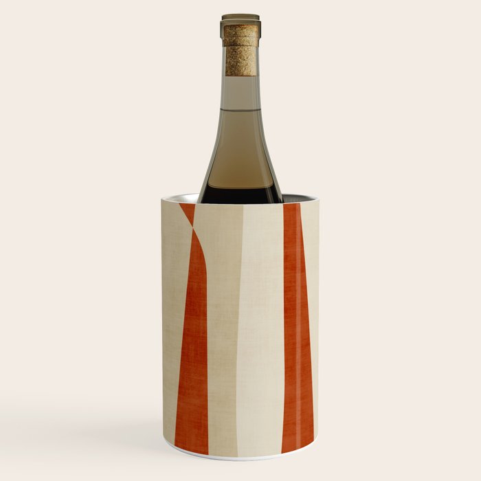 Dark Terracotta Beige Tan Abstract Lines Artwork Wine Chiller Gallery Image 2