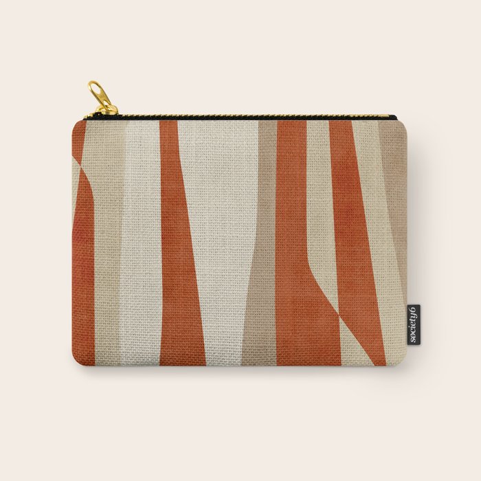 Dark Terracotta Beige Tan Abstract Lines Artwork Carry All Pouch Gallery Image 1