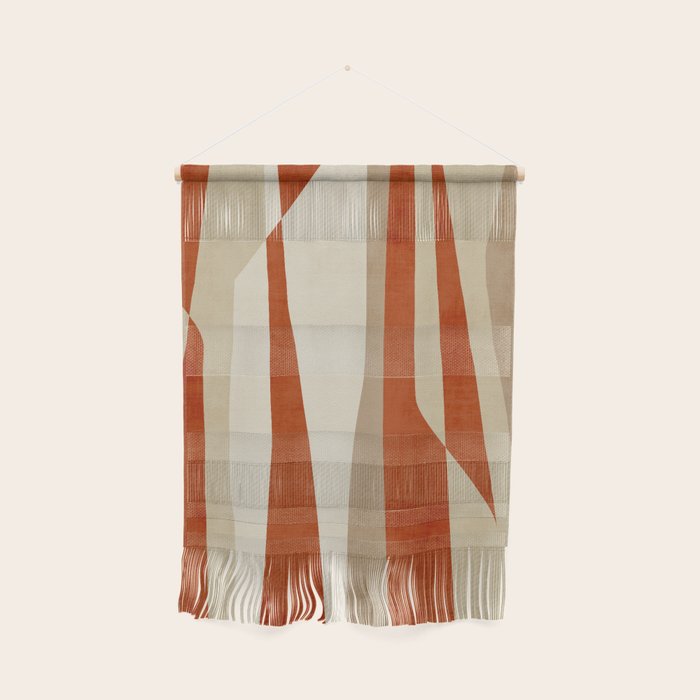 Dark Terracotta Beige Tan Abstract Lines Artwork Wall Hanging Gallery Image 1