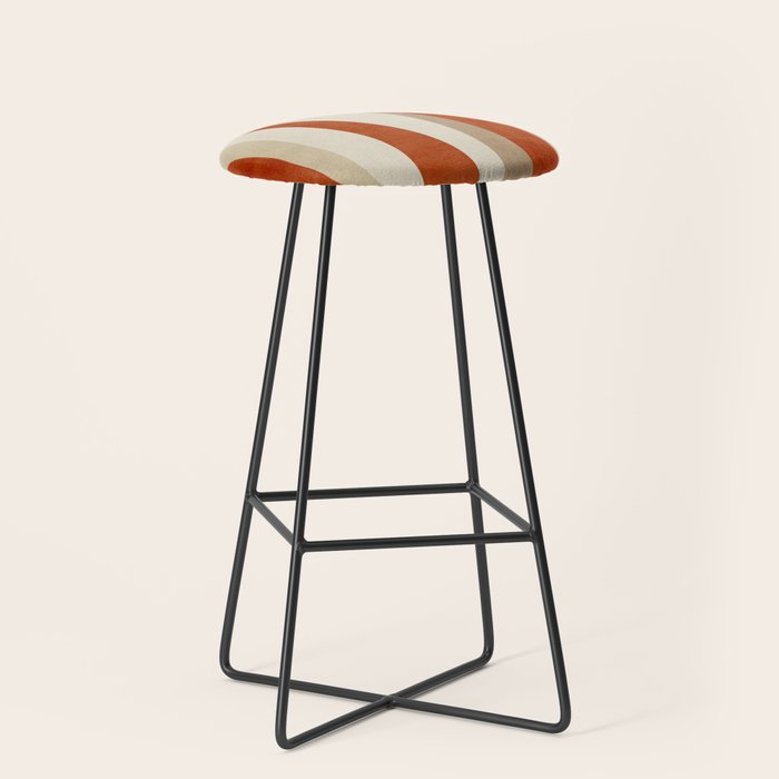 Dark Terracotta Beige Tan Abstract Lines Artwork Stool Gallery Image 1