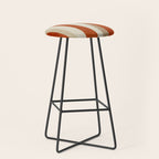 Dark Terracotta Beige Tan Abstract Lines Artwork Stool Gallery Image 1