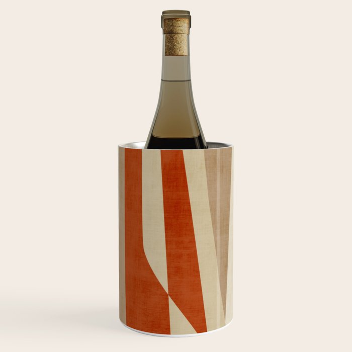 Dark Terracotta Beige Tan Abstract Lines Artwork Wine Chiller Gallery Image 3