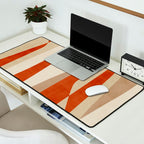 Dark Terracotta Beige Tan Abstract Lines Artwork Desk Mat Gallery Image 2