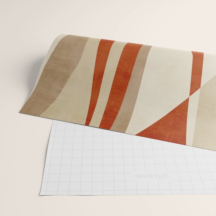 Dark Terracotta Beige Tan Abstract Lines Artwork Wrapping Paper Gallery Image 2