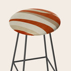 Dark Terracotta Beige Tan Abstract Lines Artwork Stool Gallery Image 2